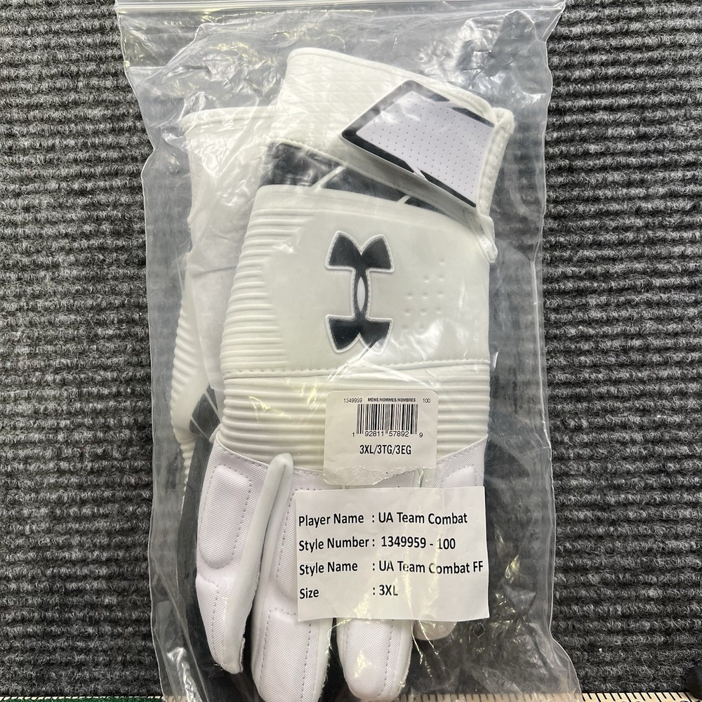 Under Armour Combat Size 3XL White Black FF Football Gloves‎ SFIA Certified NIB - Picture 3 of 3
